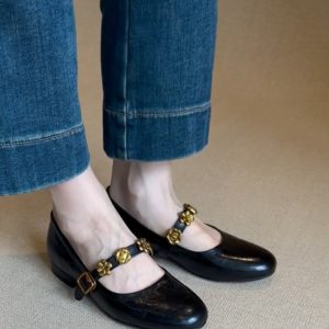 Genuine Leather Sheepskin Mary Jane Shoes for Women, Retro One-Strap Flat, Round Toe Shallow Mouth, Vintage Style Flats