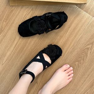 Genuine Leather Sheepskin Retro Floral Ballet Flats for Women - Chinese Style Mary Jane Shoes with Hidden Height Increase