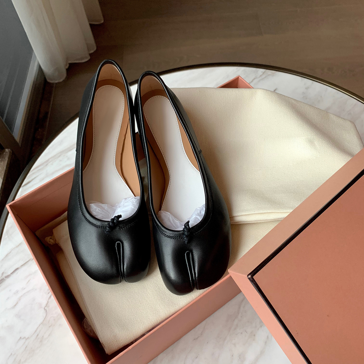 Genuine Sheepskin Leather Split-Toe Shoes for Women - Flat-Bottom Slip-On Loafers, Comfortable Ballet Flats