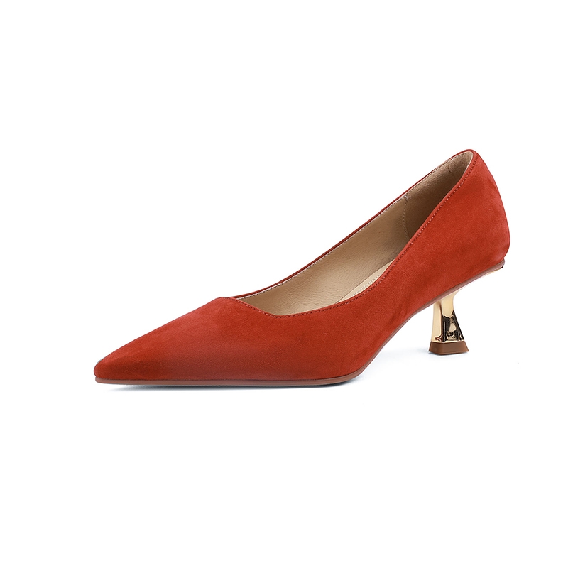 Giant Soft Cat Heel High Heels for Women - 2025 Pointed Toe Sheep Faux Leather Thin Heels, Trendy Y2K Style