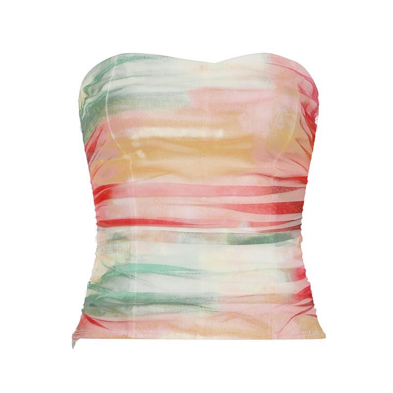 Gradient Color Strapless Holiday Top for Women - Backless Design with Waist Cincher & Spaghetti Straps, Perfect for Summer Parties