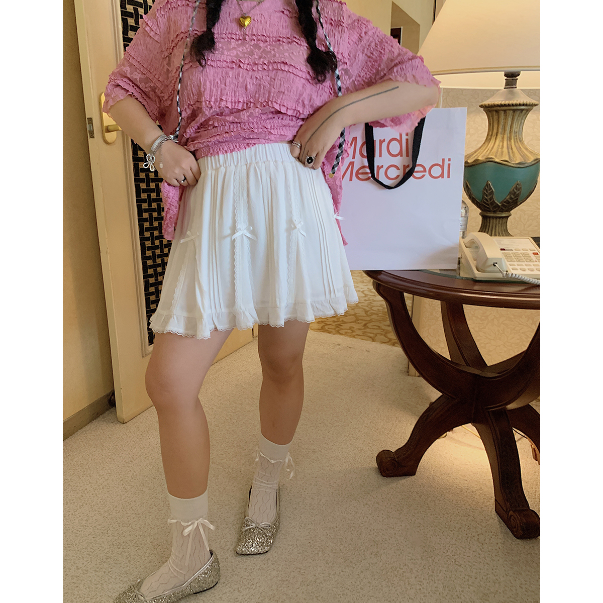 High-End Draped Half Skirt for Women, Plus Size Flattering Summer 2025, Curvy Fit, Belly-Covering Style