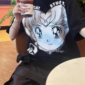 High-End Printed Slim-Fit Loose Pure Cotton Short-Sleeve T-Shirt for Women - Versatile Age-Reducing Style