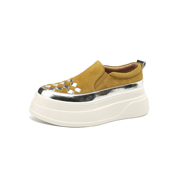 Italian-Style 6 cm Secret Chrisloub Soft Sole Genuine Leather Color-Blocking Casual Shoes for Women - Comfortable Versatile Footwear 2024