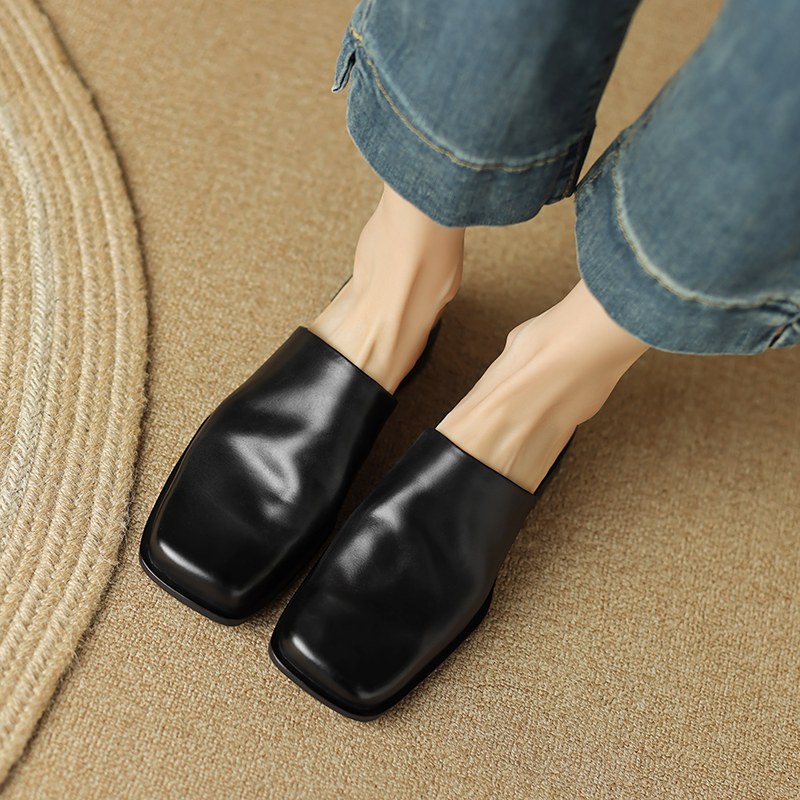 Italian-Style Soft Sole Leather Flats - 2.5 cm Square Toe, Ultra Soft Comfort for All-Day Wear
