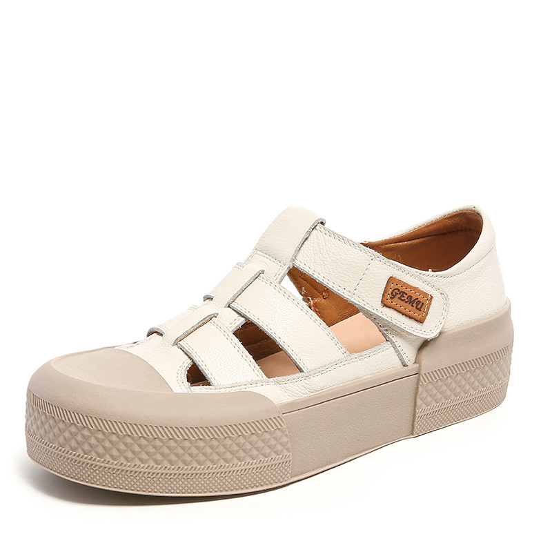 Italian-Style Soft-Soled Closed-Toe Genuine Leather Sandals for Summer - Non-Fatiguing Comfort for School Wear