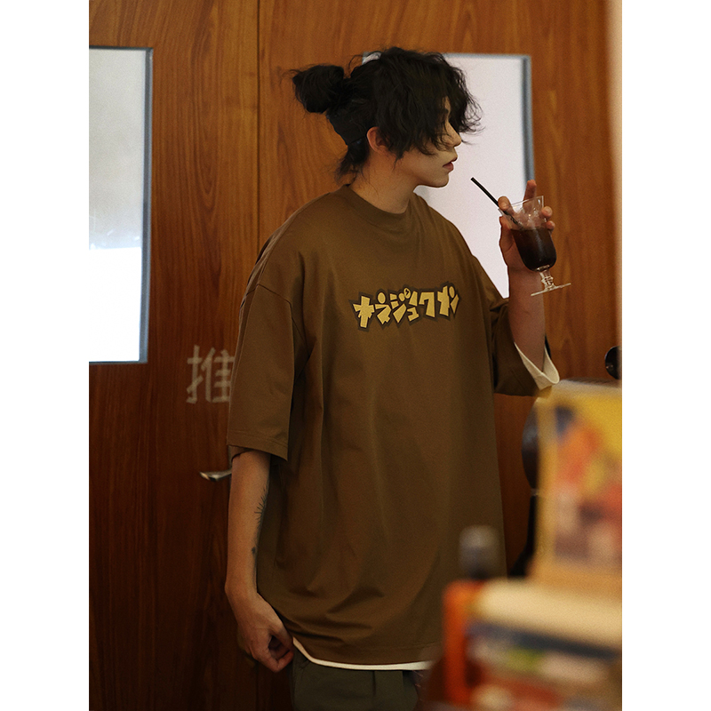 Japanese Style Printed Short-Sleeve T-Shirt for Men - Trendy Loose Casual Tee, Summer Fashion Essential