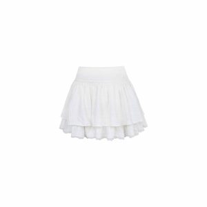 Korean Style Dou Dou Mei Sweet Cake Skirt - Multi-layer Lace Versatile White Skirt for Y2K Fashion