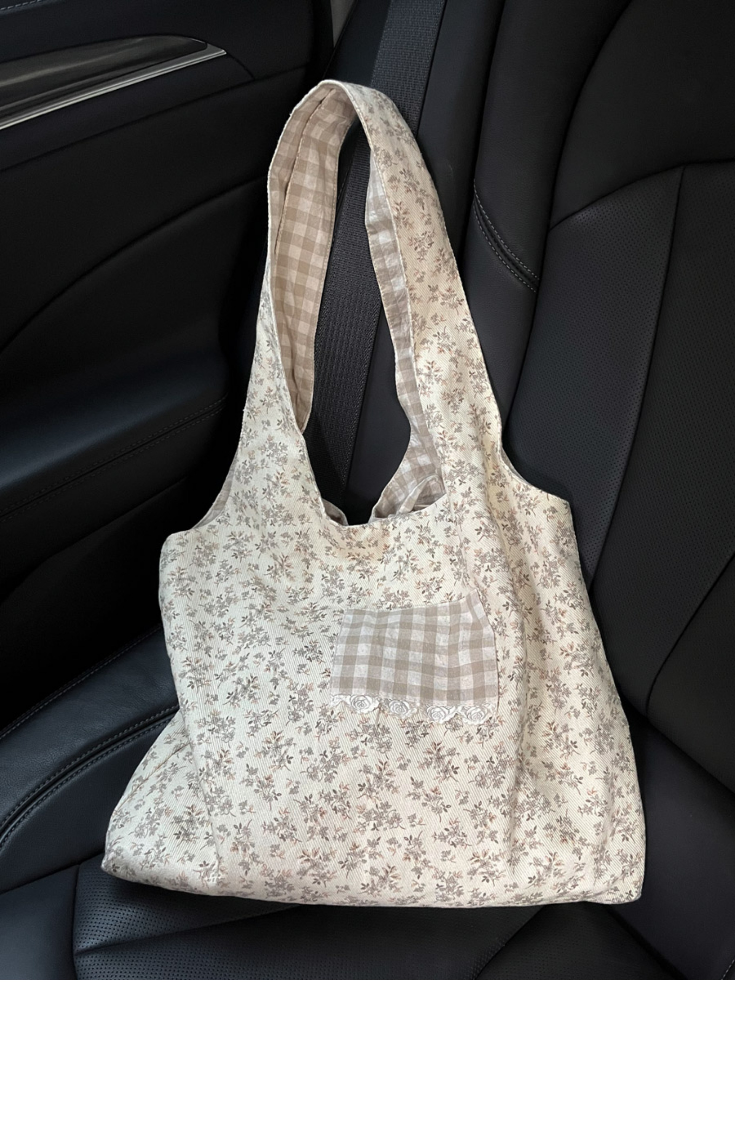 Korean-Style Floral Mesh Vest Tote Bag - Large Capacity Commuter Shoulder Bag for Students, Artistic Design, Fairy Aesthetic