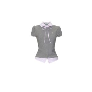 Korean Style High School Plaid Short Sleeve Shirt and Skirt Two-Piece Set - Trendy Y2K Fashion Outfit for Stylish Looks