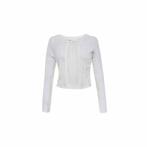 Korean Style Lace Knitted Tie Cardigan Set - Evening Moon Narrative Island Slimming Top for Chic Layering