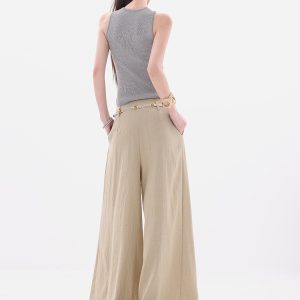 Korean Style Loose Wide-Leg Casual Pants for Women - Summer Pleated Floor-Length Trousers, Trendy 90s Fashion