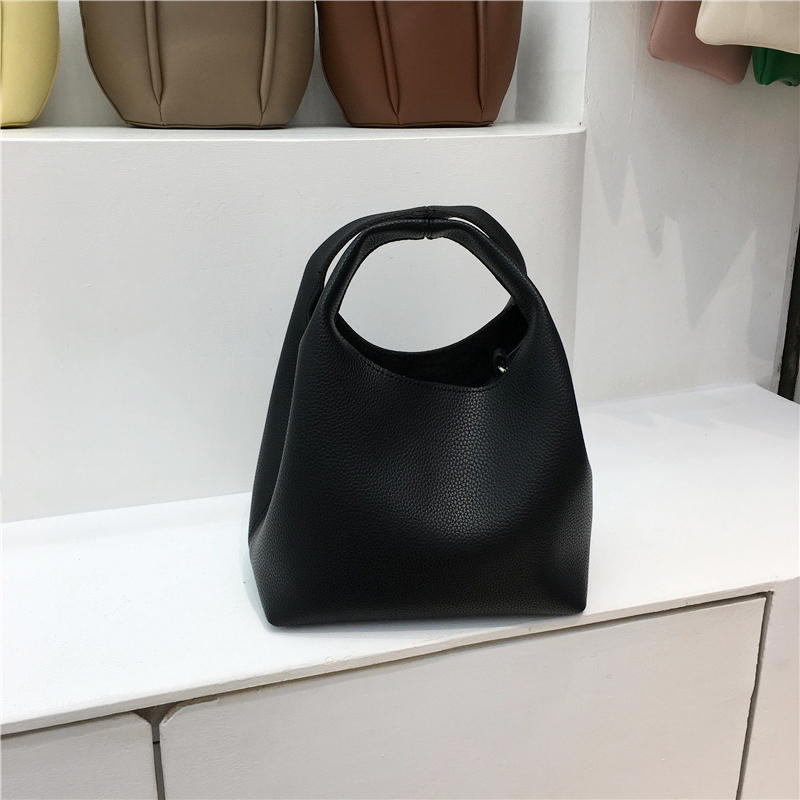 Korean Style Minimalist Retro Vegetable Basket Tote Bag - Commuter Bucket Crossbody Bag for Everyday Use