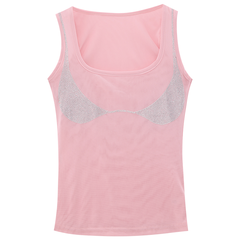 Korean Style Rhinestone Design Sleeveless Tank Top for Women - Shibuya Hot Girl Summer Fashion Trend