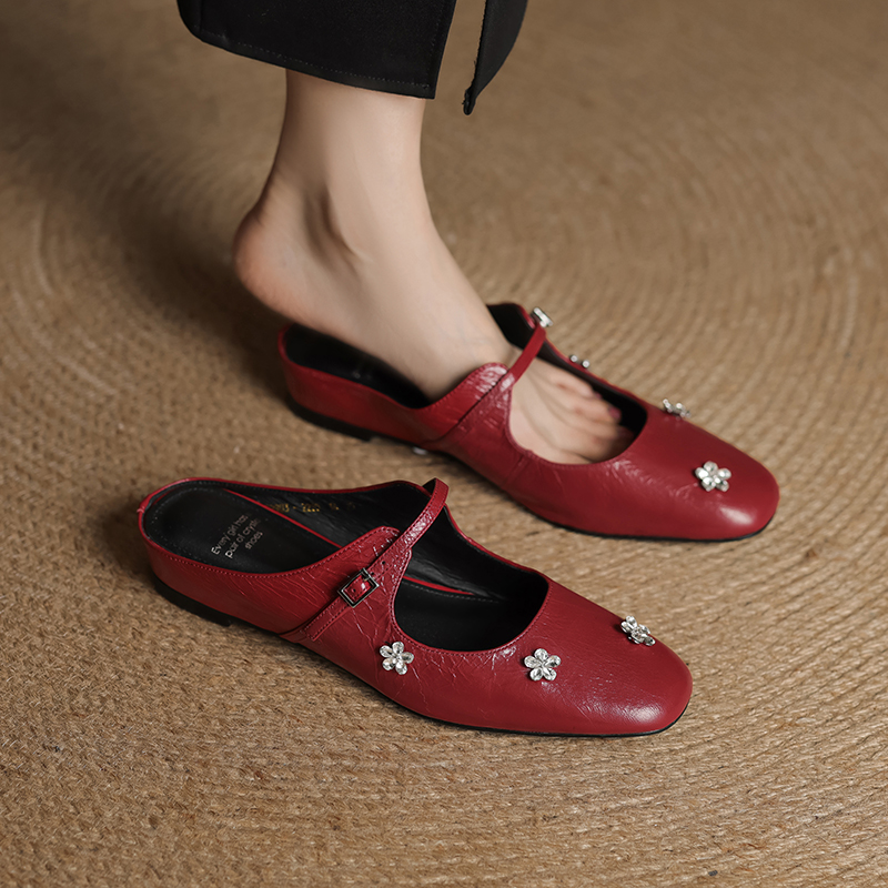 Korean Style Slim Fit Buckle Sandals for Women - Sweet Fashion Half Slippers for Outdoor Comfort on Casual Dates