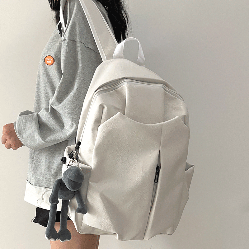 Korean-Style Soft Leather Laptop Backpack for Men & Women, Large Capacity Dual-Use High-End Student Book Bag