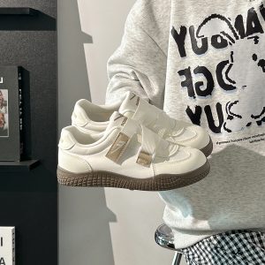 Korean Style Women's Versatile Breathable White Velcro Sneakers - Niche Design for Spring and Summer