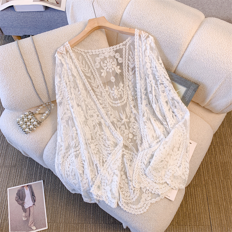 Lace Shawl Cardigan for Women - Lightweight Summer Outerwear, Hollow-Out Design for Skirts and Qipaos, Stylish Sun Protection