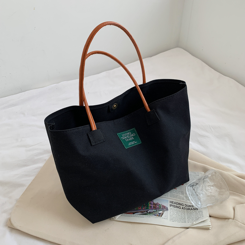 Large Capacity Canvas Tote Bag for Women - Minimalist Single-Shoulder Commuter Bag, Retro Style for College Students