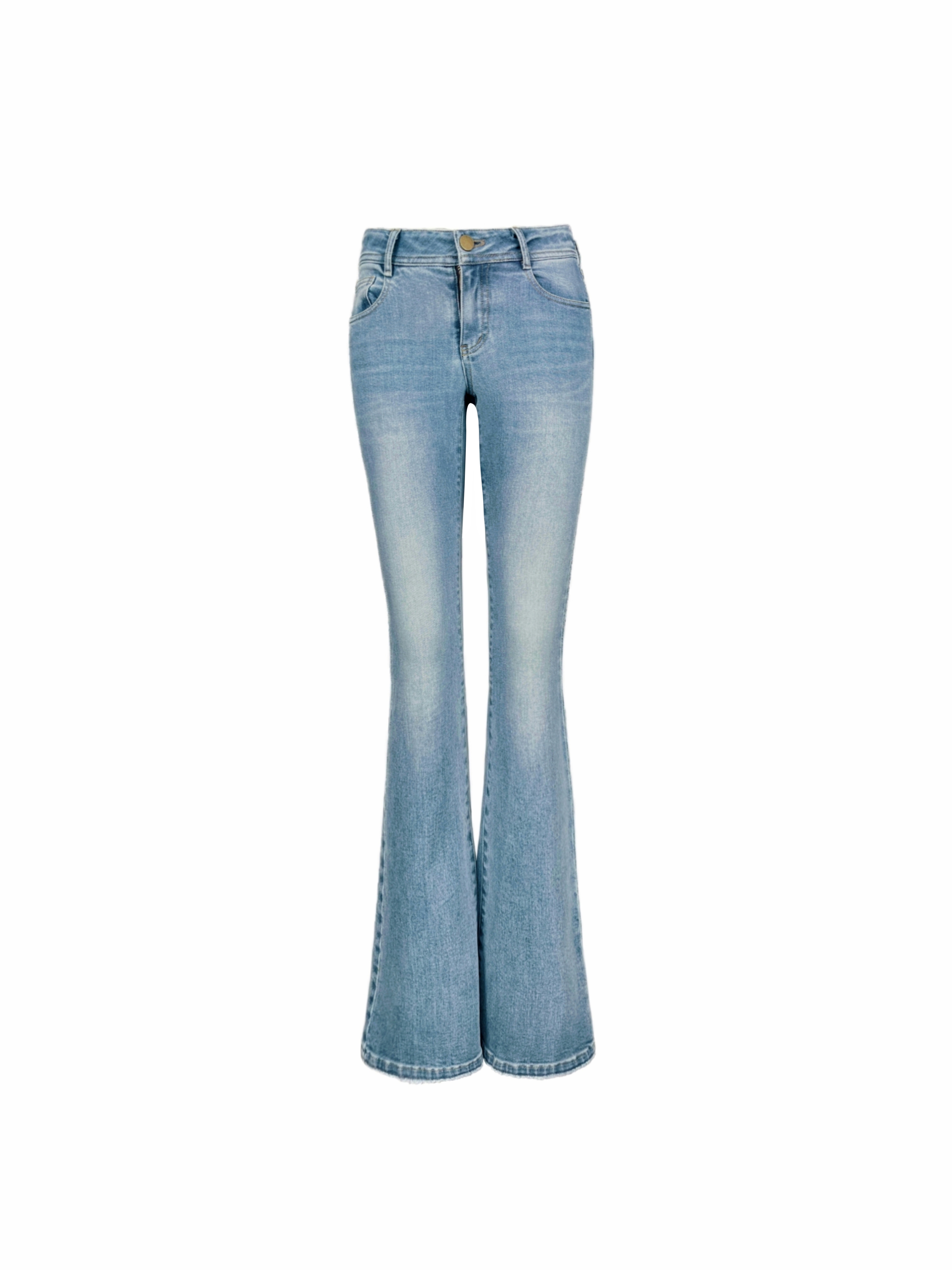 Light Blue Washed Low-Rise Slim-Fit Stretchy Flared Jeans - Vintage Y2K Style Denim Trousers for Trendy Casual Looks