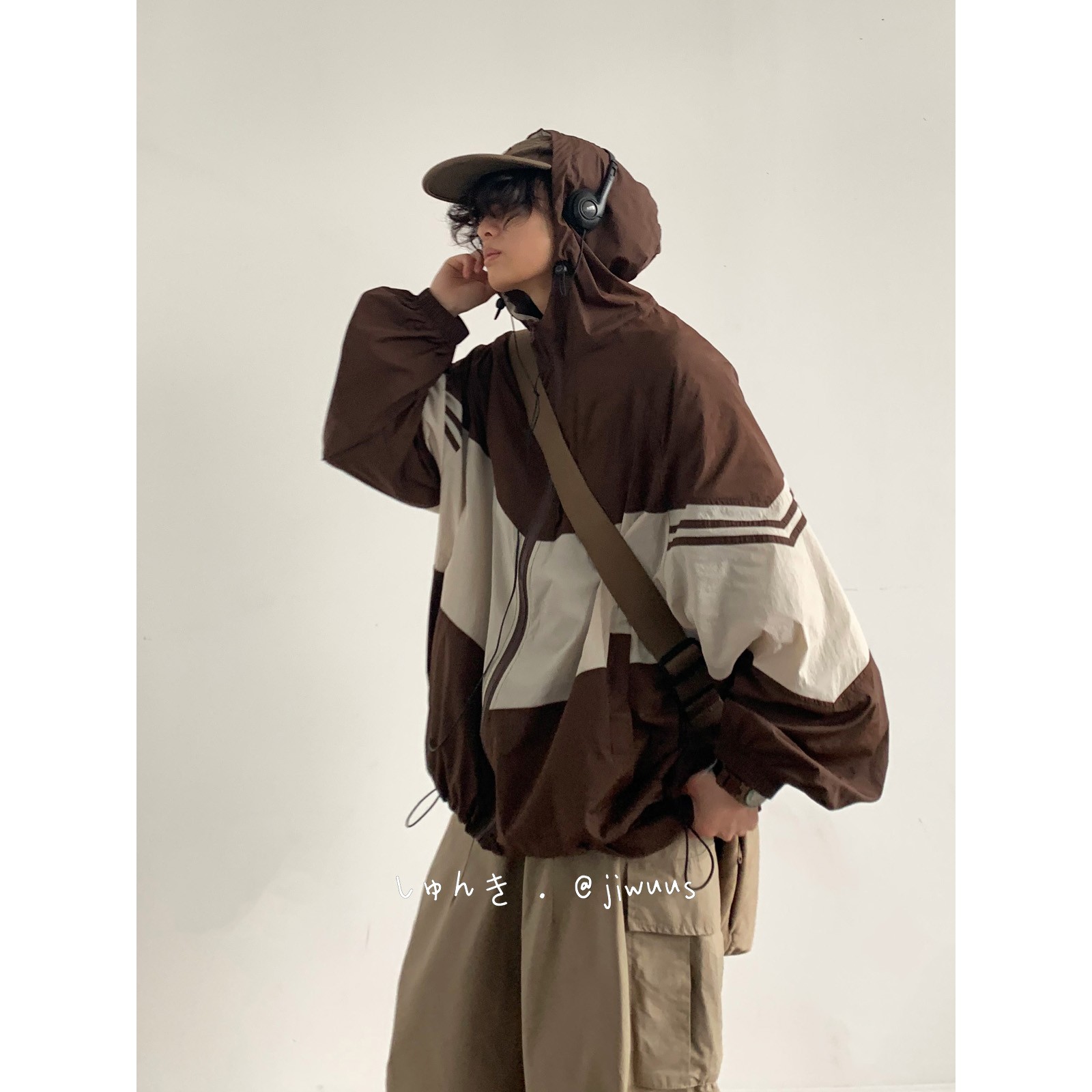 Lightweight Color-Blocked Hooded Sun Protection Jacket for Men and Women - Japanese Retro Outdoor Work Coat, Breathable Summer Style