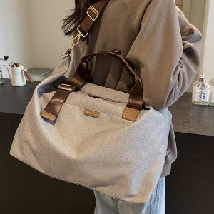 Lightweight Large Capacity Canvas Travel Bag for Women - Commuting, Fitness, and Short-Distance Outing Tote