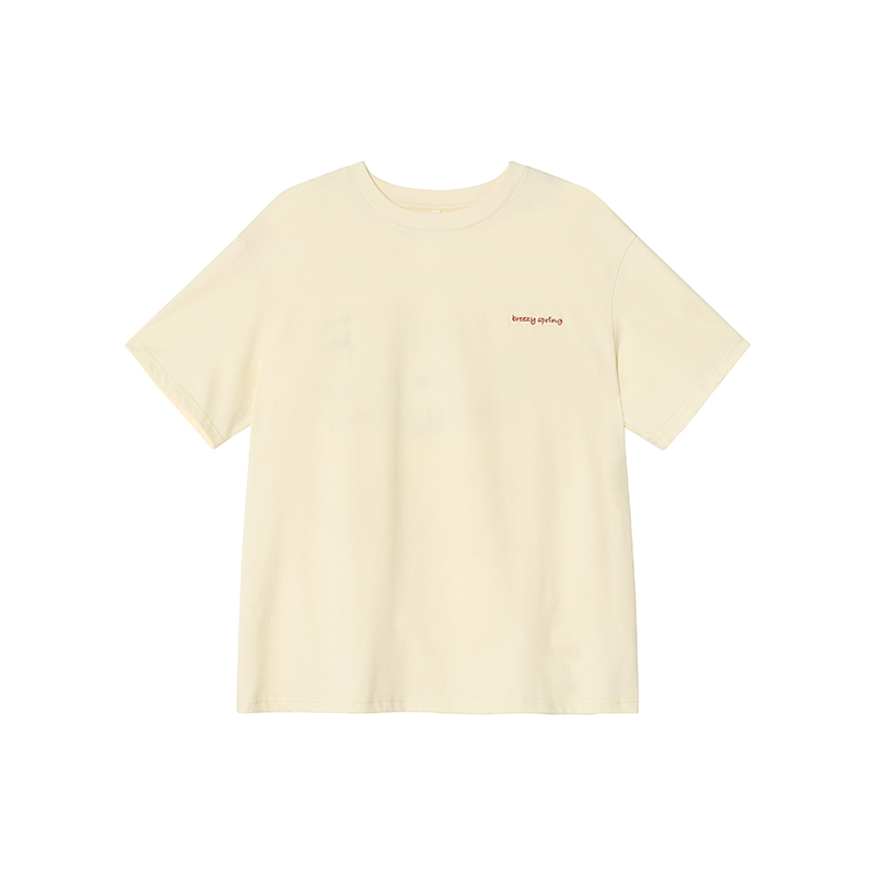 Loose Cartoon Embroidery Short Sleeve T-Shirt for Women - Summer 2025 Pure Cotton Round Neck Top, Casual Y2K Style