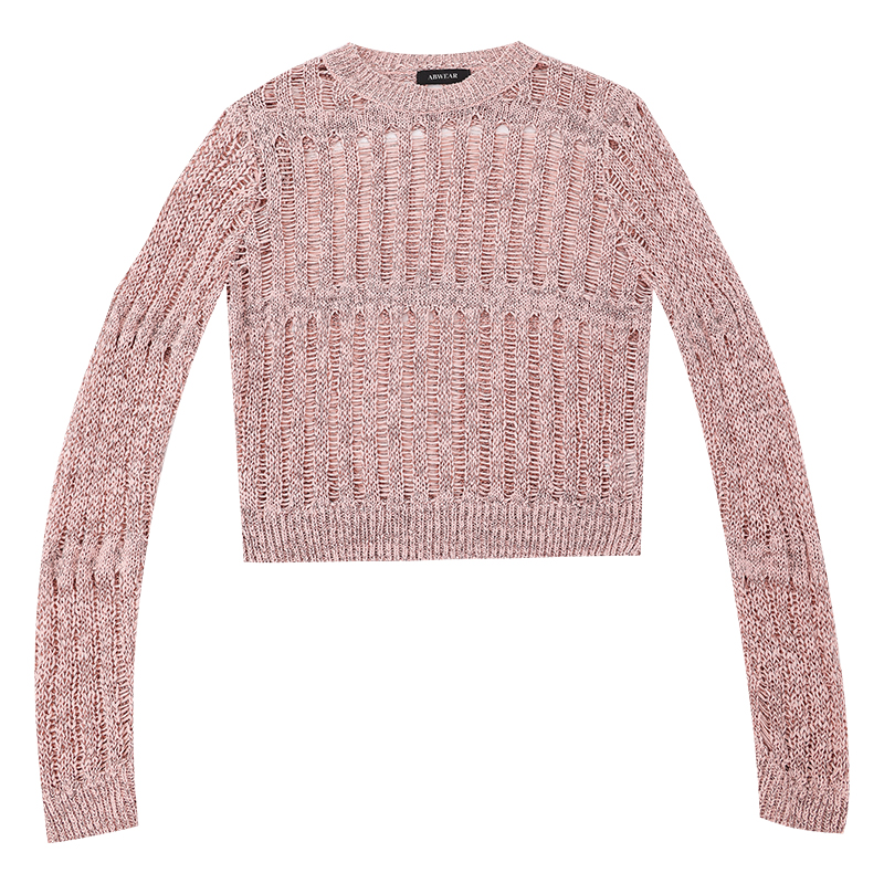 Loose Long Sleeve Knitted Sweater for Women with Hollow Design - Cozy Y2K Style Top