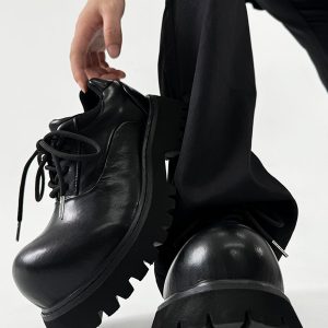 Men's and Women's Paris Mickey Big Head Derby Shoes - Pointed Thick-Soled Height-Increasing Genuine Leather Commuter Style
