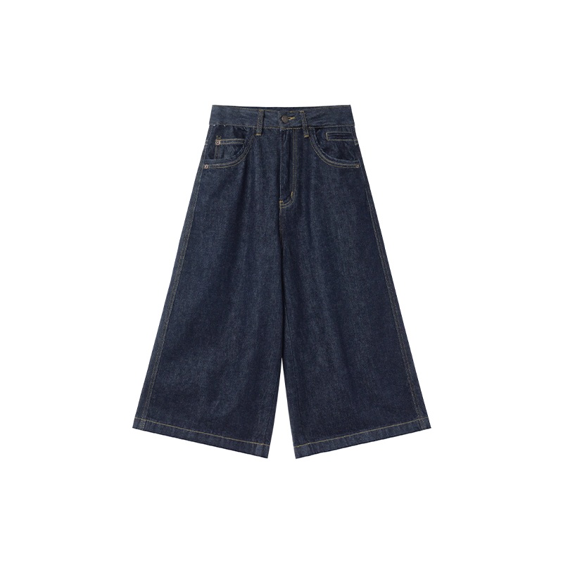 Mid-Low Waist Loose Straight Wide-Leg Denim Pants for Women - Original Color, 8-Point, Spring 2025 Fashion