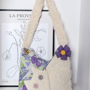 Mini Cute Chiffon Cat Underarm Crossbody Bag in Purple Iris - Spring Summer Fashion Accessory for Trendy Outfits