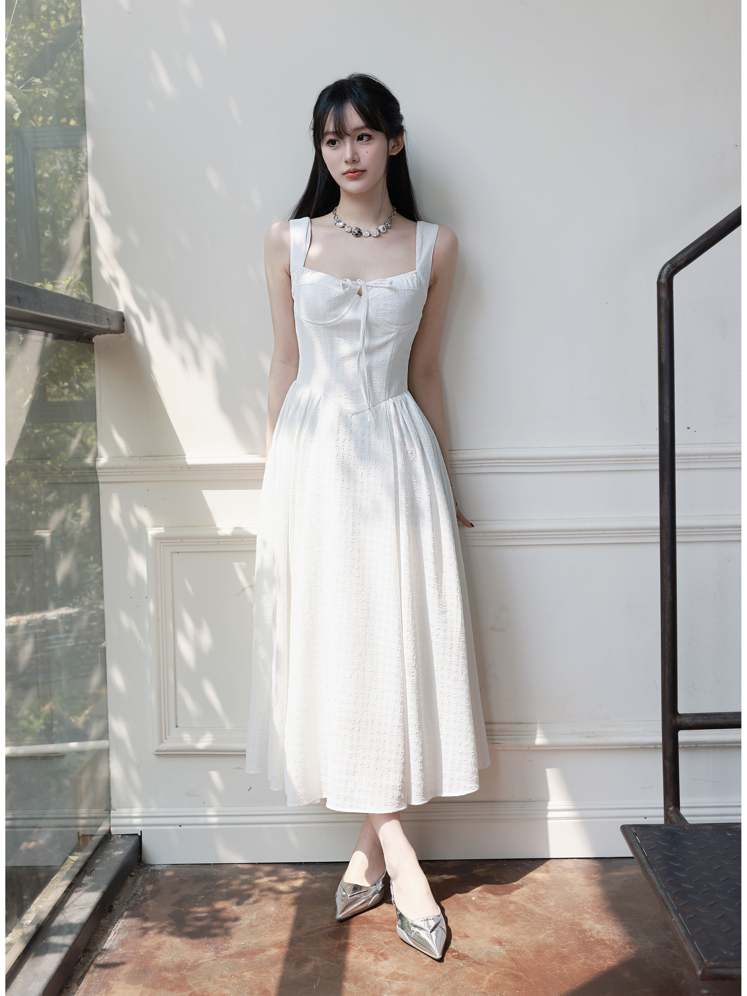 Mint Mambo Slip Dress with Waist-Cinching - French Style Little Green Dress for Vacation, Inspired by 90s and Y2K Fashion