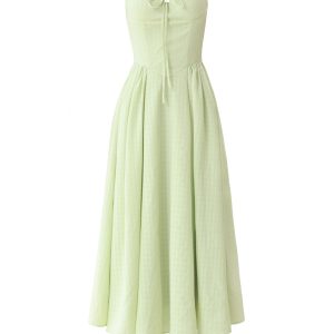 Mint Mambo Slip Dress with Waist-Cinching - French Style Little Green Dress for Vacation, Inspired by 90s and Y2K Fashion