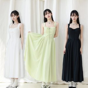 Mint Mambo Slip Dress with Waist-Cinching - French Style Little Green Dress for Vacation, Inspired by 90s and Y2K Fashion