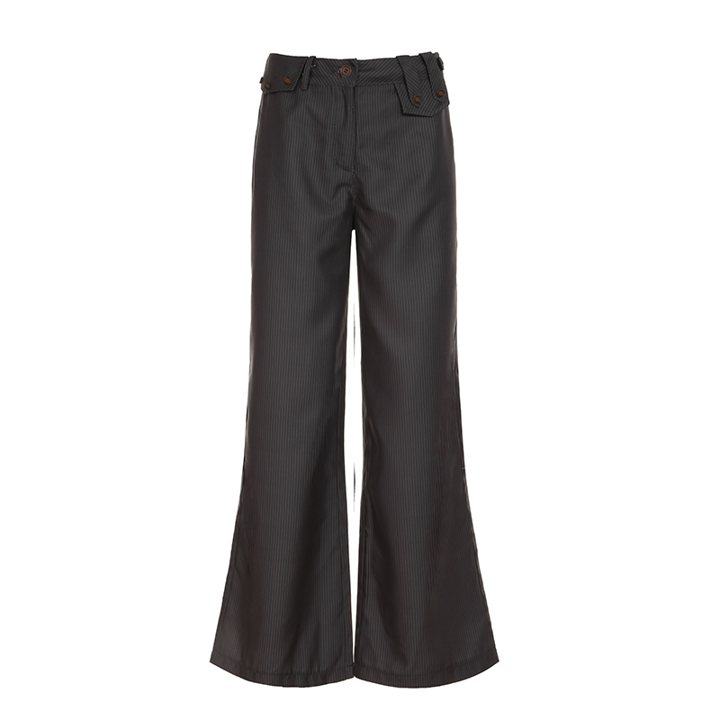 Modern Vintage Retro Low-Waist Striped Suit Pants for Women - Versatile Casual Straight-Leg Trousers, Y2K Fashion
