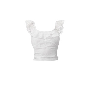 Moon and Sea Romantic Sweet and Spicy Lace Trim One-Shoulder Top and Skirt Set - 90s Inspired Fashion for Trendy Summer Looks