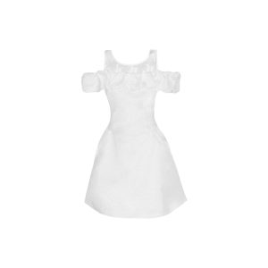 Moonlit Floral Lace Spliced Off-Shoulder Dress in French Romantic Style - Perfect for 90s and Y2K Inspired Fashion
