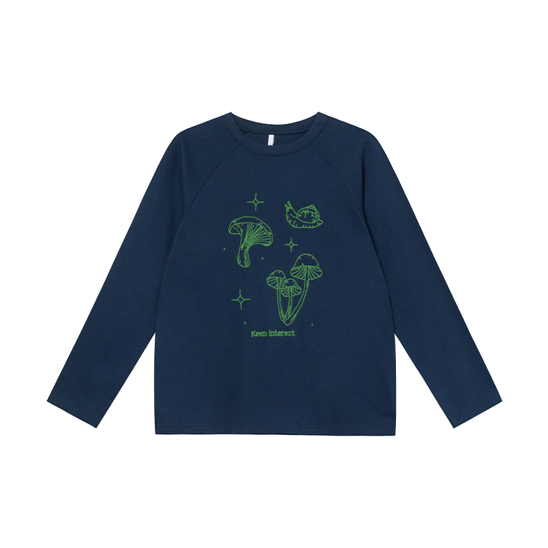 Mushroom Embroidery T-Shirt for Women, Spring/Summer 2025, Loose Fit, Slimming Round Neck, Pure Cotton, Casual Style