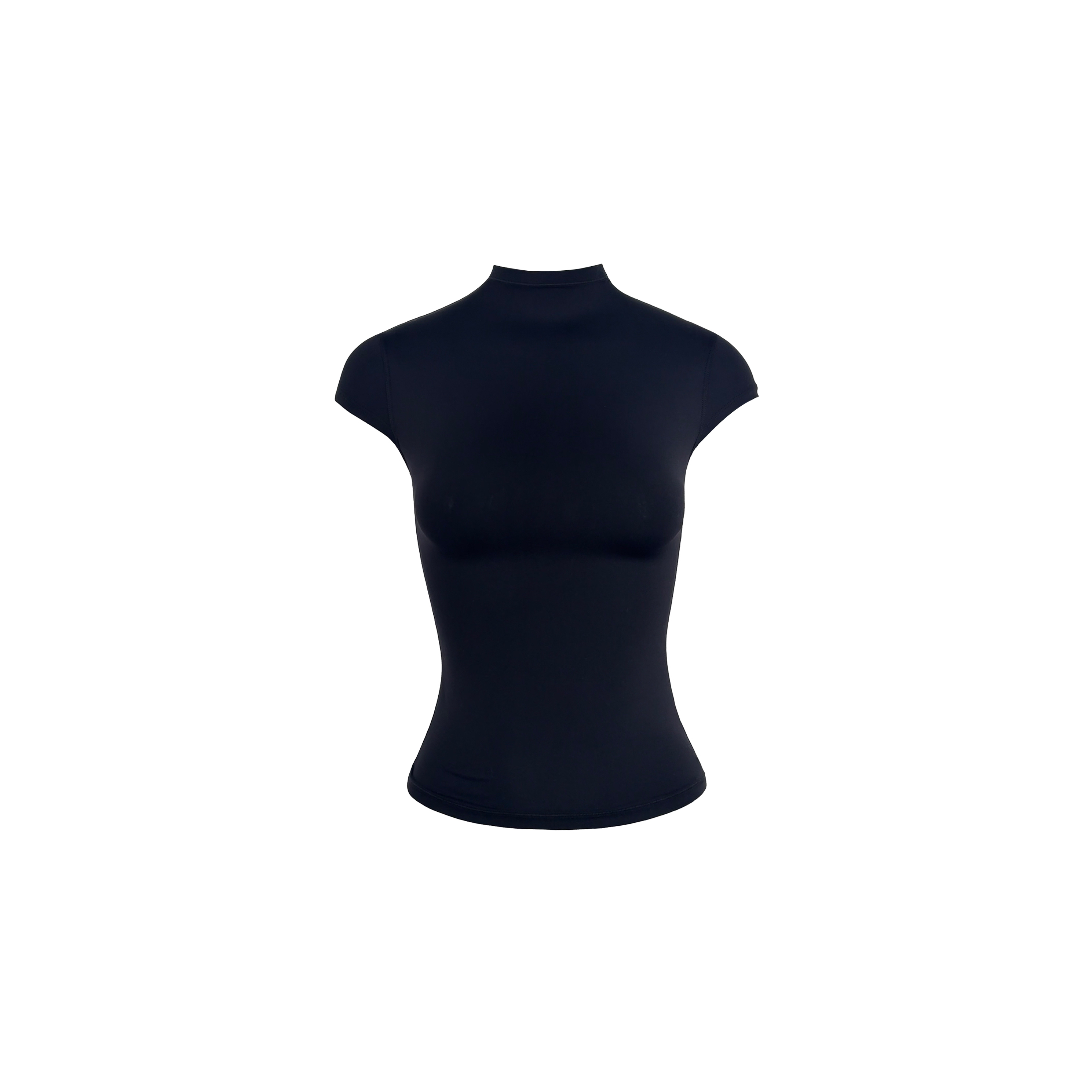 Naked Feel Half High Neck Slim Fit Short Sleeve T-Shirt - High Elastic Base Layer for 90s Y2K Style