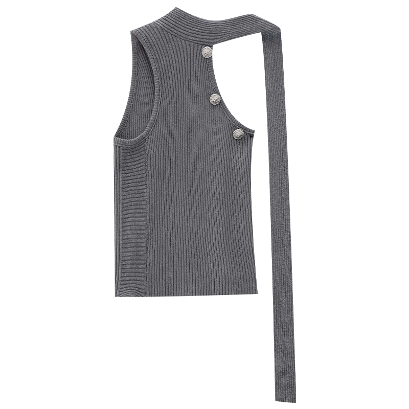 Off-Shoulder Ribbon Hanging Neck Knitted Sweater for Women - Versatile Slimming Design, Perfect for Y2K and Casual Outfits