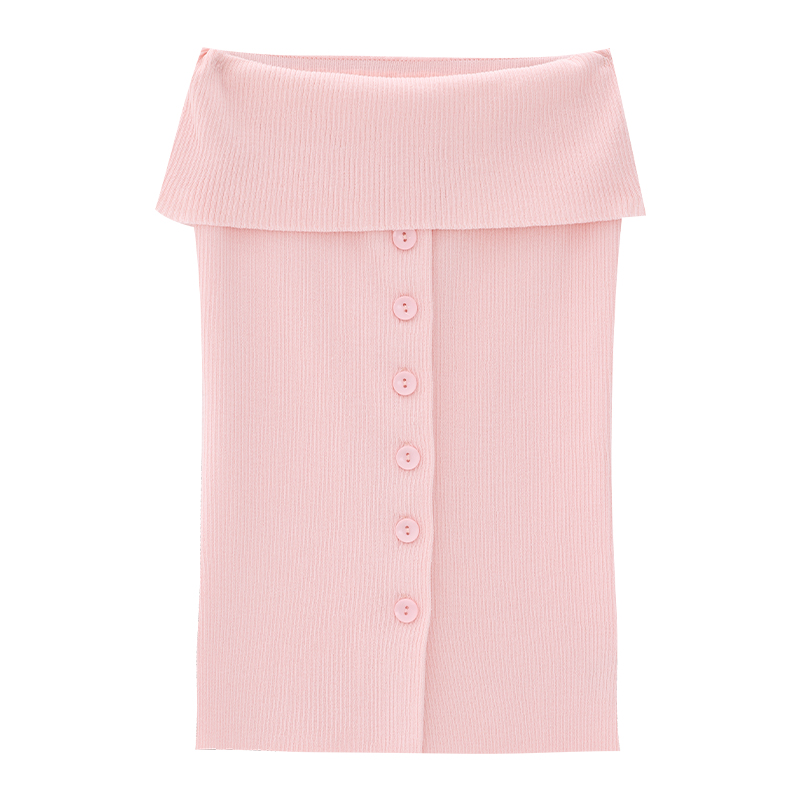 One-Shoulder Strapless Knitted Vest - Women's Spring Spicy Girl Top with Button Detail - Summer Wild Forest Club Style