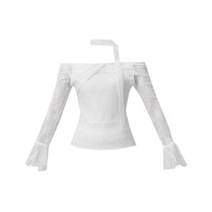 One-Shoulder White Lace Dress Set - Moonlight Lovers Elegant Design, Perfect for 90s and Y2K Inspired Fashion