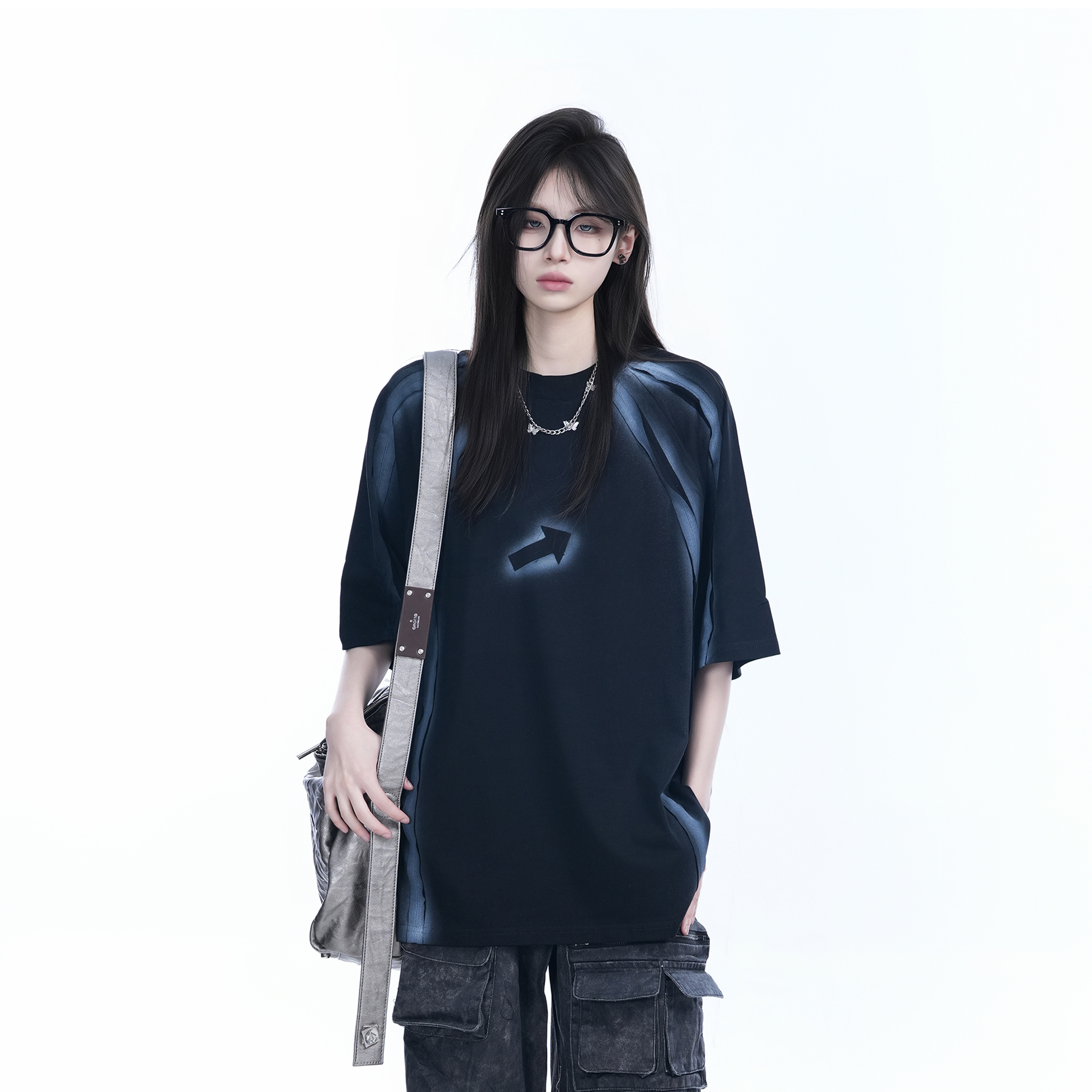 Oversized Tie-Dye Color-Blocking Short Sleeve T-Shirt for Women - Trendy Summer Top, Casual Loose Fit, Y2K Style