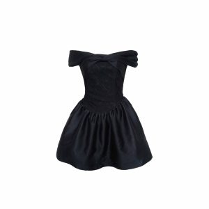 Paris Old Dream Black Lace Twisted One-Shoulder Princess Dress - Elegant Birthday Dress, Vintage-Inspired, Y2K Fashion