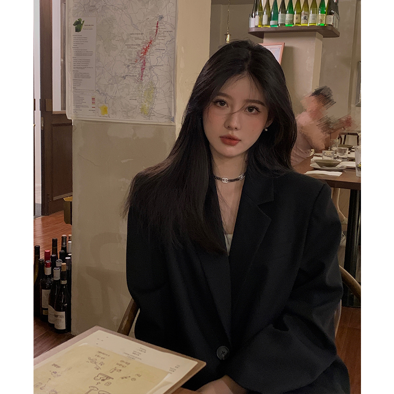 Petite Black Suit Jacket for Women - 2025 New High-End Casual Blazer for Spring and Autumn Fashion