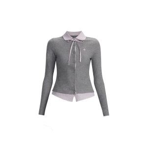 Pink Gray Plaid College Style Dress Set - Han Gao Transfer Student Look for Spring Summer - Trendy 90s Inspired Fashion Top