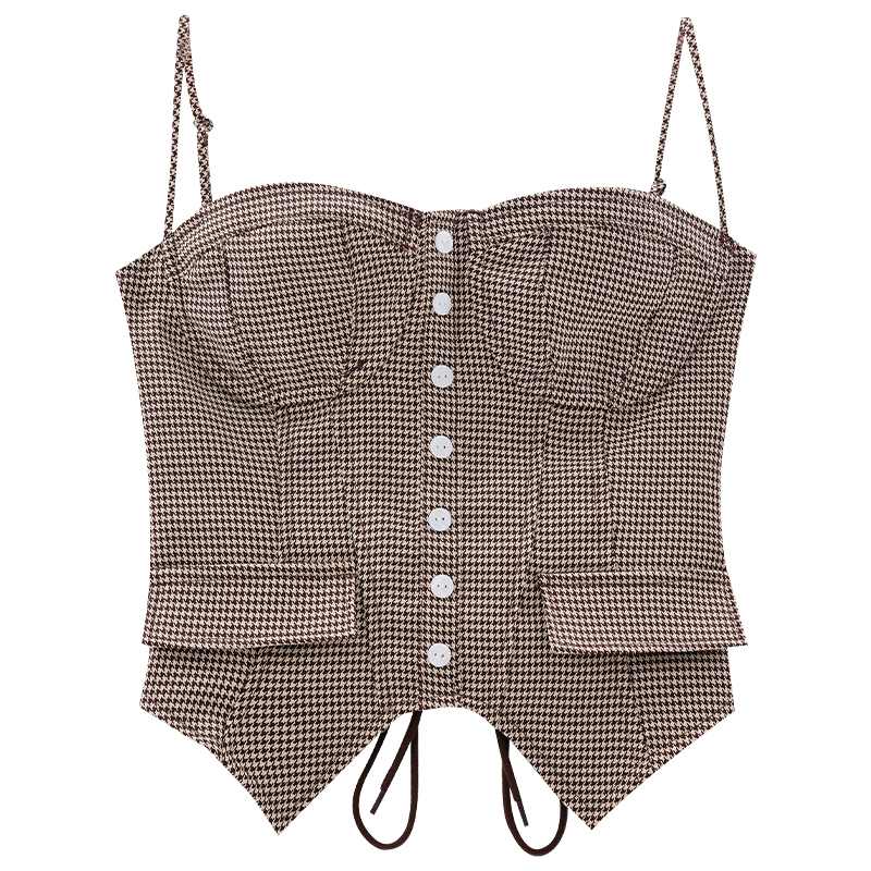 Plaid Strap Design Vest Top for Women - Waist-Defining Slimming Tube Top, 2025 Fashion Trend, Stylish and Chic