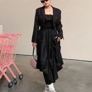 Plus Size Irregular Cape Blazer for Women, Long Sleeve Summer Sun Protection Top, Lightweight Fashion Outerwear