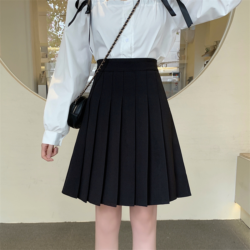 Plus Size Mid-Length Pink Pleated Skirt for Women, High-Waisted A-Line Design, Flattering College Style for Summer