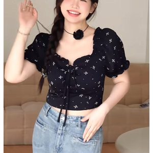 Plus Size Off-Shoulder High-Waisted Top - Flattering Short Shirt for Curvy Figures, Summer Vibe Sweet and Spicy Style